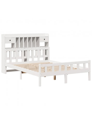 Letto Libreria senza Materasso Bianco 160x200 cm Legno di Pino