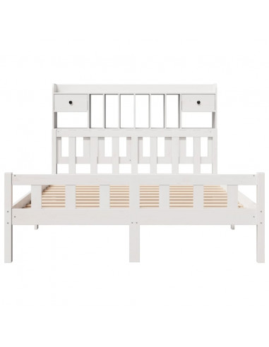 Letto Libreria senza Materasso Bianco 160x200 cm Legno di Pino