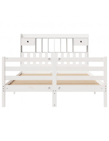 Letto Libreria senza Materasso Bianco 160x200 cm Legno di Pino