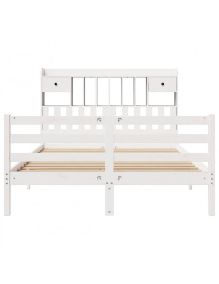 Letto Libreria senza Materasso Bianco 160x200 cm Legno di Pino