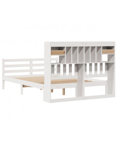 Letto Libreria senza Materasso Bianco 160x200 cm Legno di Pino