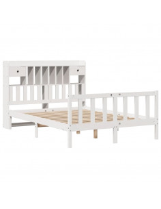Letto Libreria senza Materasso Bianco 160x200 cm Legno di Pino 2