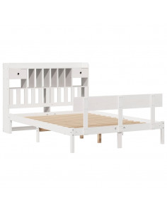Letto Libreria senza Materasso Bianco 160x200 cm Legno di Pino 2