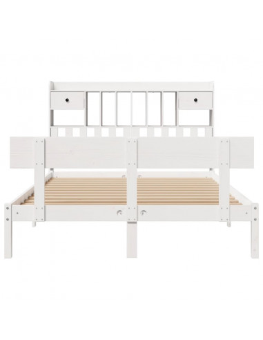 Letto Libreria senza Materasso Bianco 160x200 cm Legno di Pino
