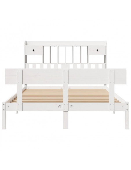Letto Libreria senza Materasso Bianco 160x200 cm Legno di Pino