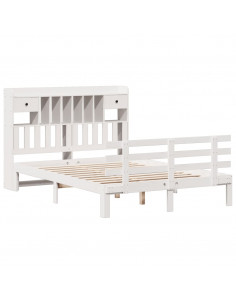 Letto Libreria senza Materasso Bianco 160x200 cm Legno di Pino 2