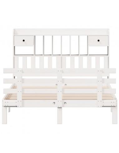 Letto Libreria senza Materasso Bianco 160x200 cm Legno di Pino