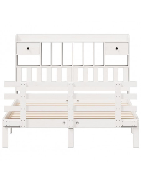Letto Libreria senza Materasso Bianco 160x200 cm Legno di Pino