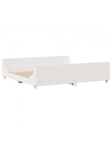 Letto Libreria senza Materasso Bianco 180x200 cm Legno Massello