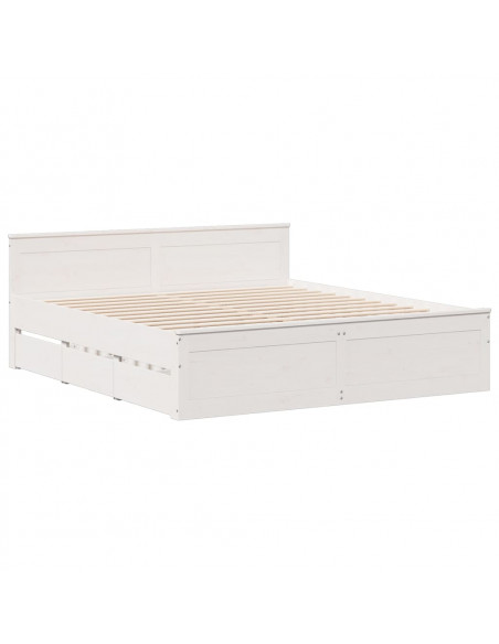 Letto Libreria senza Materasso Bianco 200x200 cm Legno di Pino