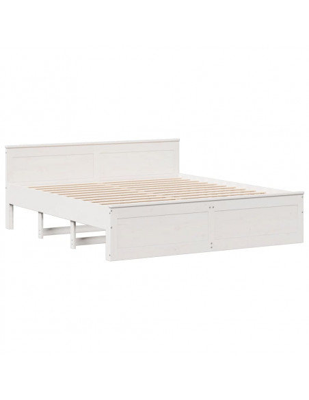 Letto Libreria senza Materasso Bianco 200x200 cm Legno di Pino