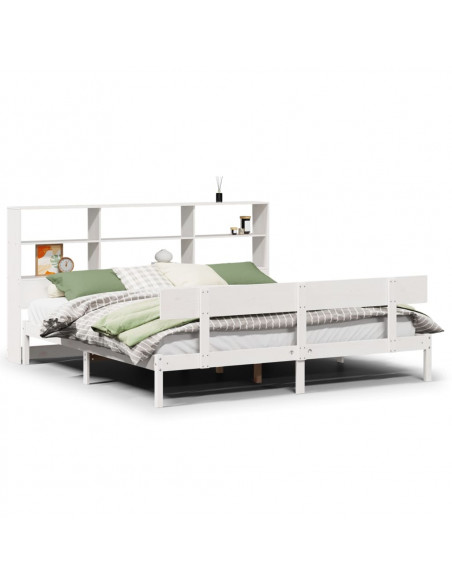 Letto Libreria senza Materasso Bianco 200x200 cm Legno di Pino