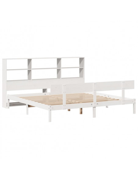 Letto Libreria senza Materasso Bianco 200x200 cm Legno di Pino