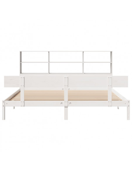 Letto Libreria senza Materasso Bianco 200x200 cm Legno di Pino