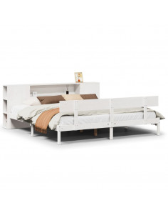 Letto Libreria senza Materasso Bianco 200x200 cm Legno di Pino