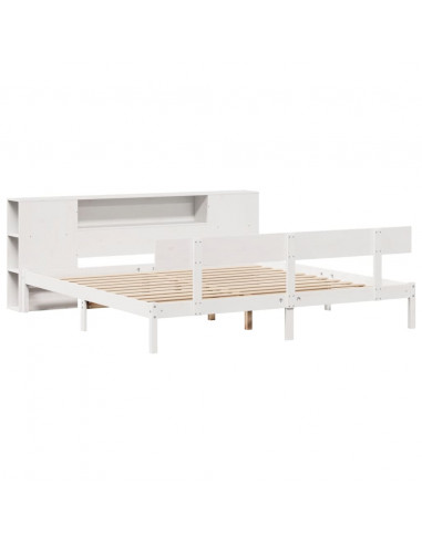 Letto Libreria senza Materasso Bianco 200x200 cm Legno di Pino