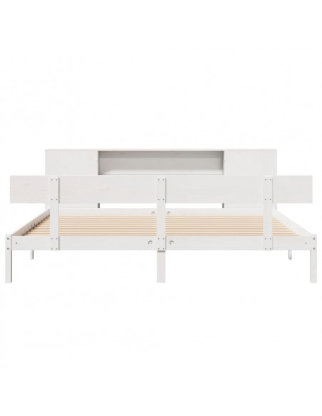 Letto Libreria senza Materasso Bianco 200x200 cm Legno di Pino