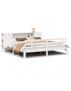 Letto Libreria senza Materasso Bianco 200x200 cm Legno di Pino