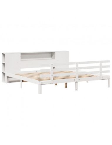 Letto Libreria senza Materasso Bianco 200x200 cm Legno di Pino