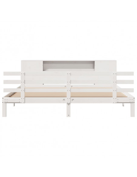 Letto Libreria senza Materasso Bianco 200x200 cm Legno di Pino