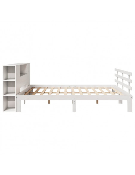 Letto Libreria senza Materasso Bianco 200x200 cm Legno di Pino
