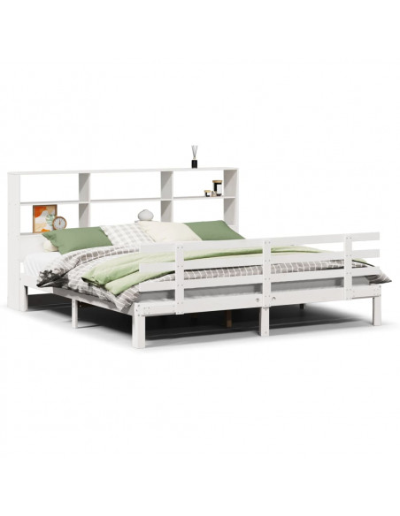 Letto Libreria senza Materasso Bianco 200x200 cm Legno di Pino
