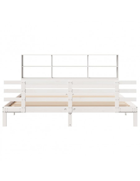 Letto Libreria senza Materasso Bianco 200x200 cm Legno di Pino