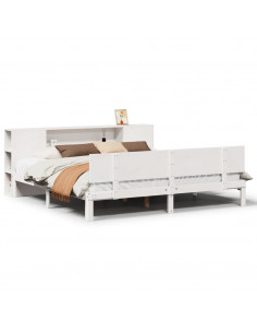 Letto Libreria senza Materasso Bianco 200x200 cm Legno di Pino