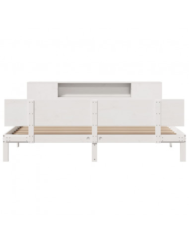 Letto Libreria senza Materasso Bianco 200x200 cm Legno di Pino