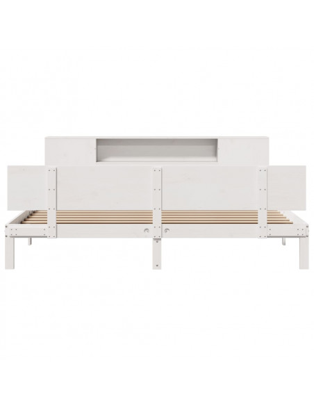 Letto Libreria senza Materasso Bianco 200x200 cm Legno di Pino