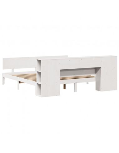 Letto Libreria senza Materasso Bianco 200x200 cm Legno di Pino