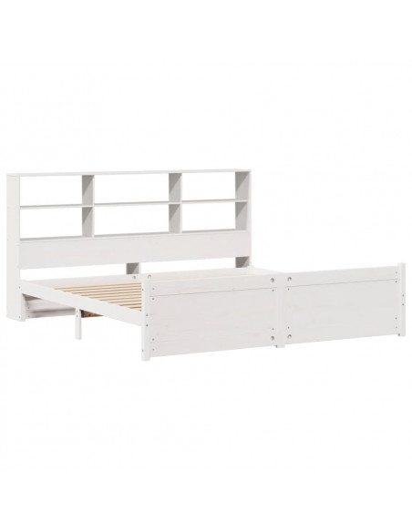 Letto Libreria senza Materasso Bianco 200x200 cm Legno di Pino