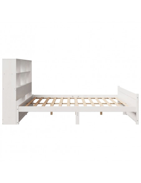 Letto Libreria senza Materasso Bianco 200x200 cm Legno di Pino