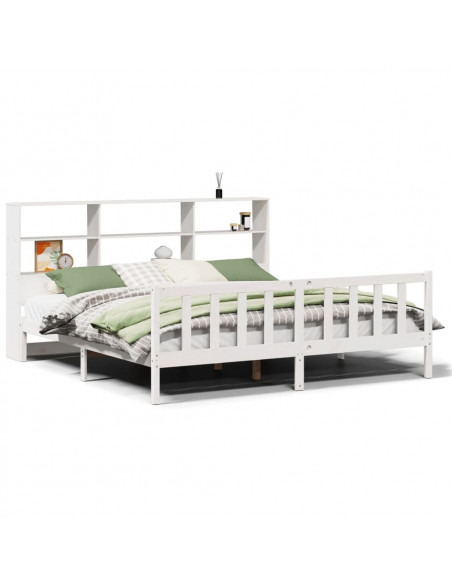 Letto Libreria senza Materasso Bianco 200x200 cm Legno di Pino