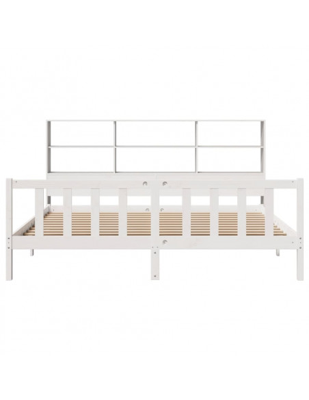 Letto Libreria senza Materasso Bianco 200x200 cm Legno di Pino
