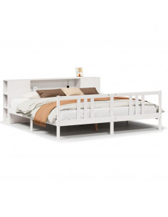 Letto Libreria senza Materasso Bianco 200x200 cm Legno di Pino