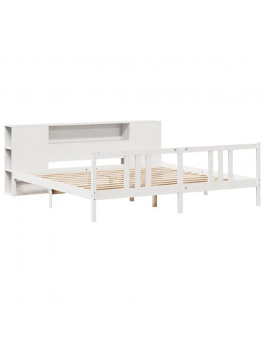 Letto Libreria senza Materasso Bianco 200x200 cm Legno di Pino