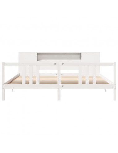 Letto Libreria senza Materasso Bianco 200x200 cm Legno di Pino
