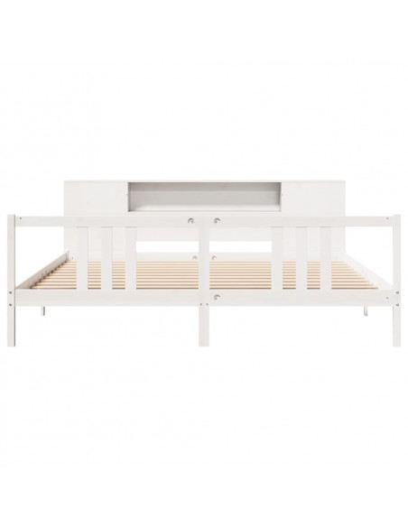 Letto Libreria senza Materasso Bianco 200x200 cm Legno di Pino