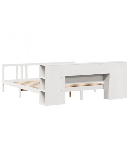 Letto Libreria senza Materasso Bianco 200x200 cm Legno di Pino