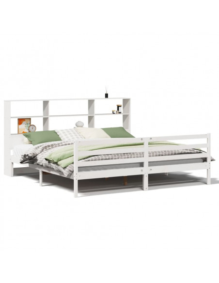 Letto Libreria senza Materasso Bianco 200x200 cm Legno di Pino