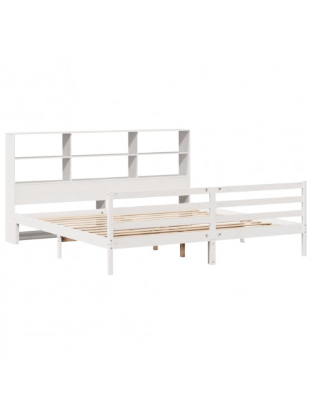 Letto Libreria senza Materasso Bianco 200x200 cm Legno di Pino