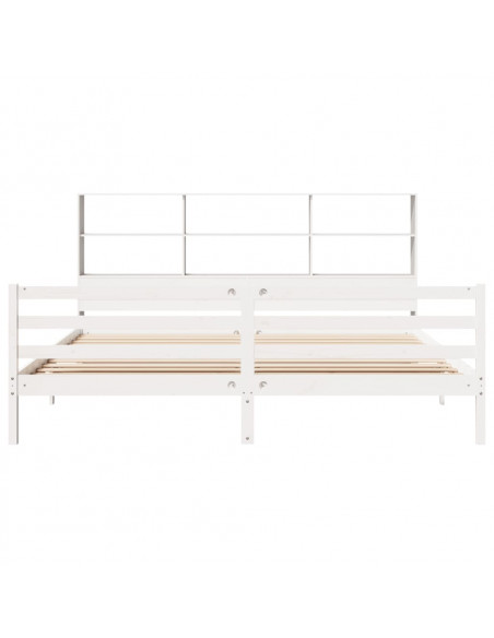 Letto Libreria senza Materasso Bianco 200x200 cm Legno di Pino