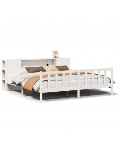 Letto Libreria senza Materasso Bianco 200x200 cm Legno di Pino