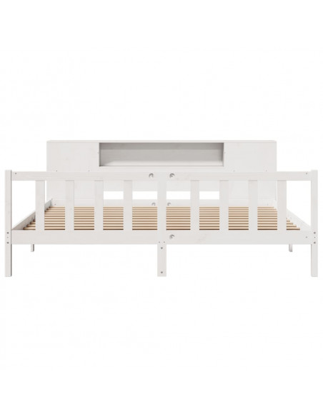 Letto Libreria senza Materasso Bianco 200x200 cm Legno di Pino