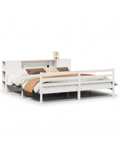 Letto Libreria senza Materasso Bianco 200x200 cm Legno di Pino