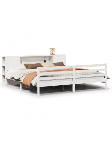 Letto Libreria senza Materasso Bianco 200x200 cm Legno di Pino