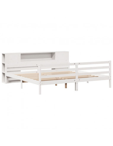 Letto Libreria senza Materasso Bianco 200x200 cm Legno di Pino