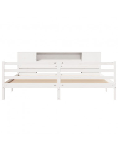 Letto Libreria senza Materasso Bianco 200x200 cm Legno di Pino