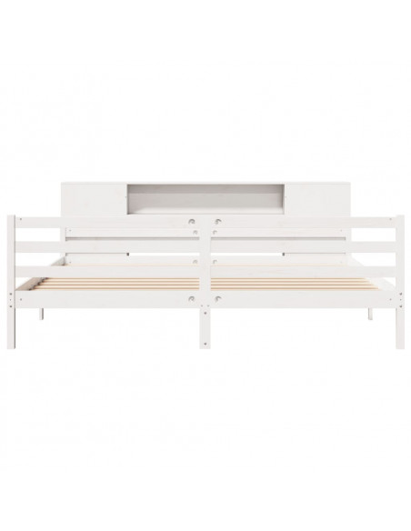 Letto Libreria senza Materasso Bianco 200x200 cm Legno di Pino